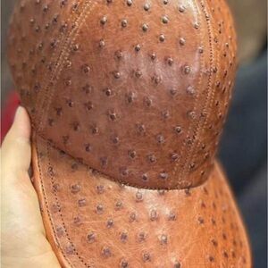 Brown Textured Leather Cap
